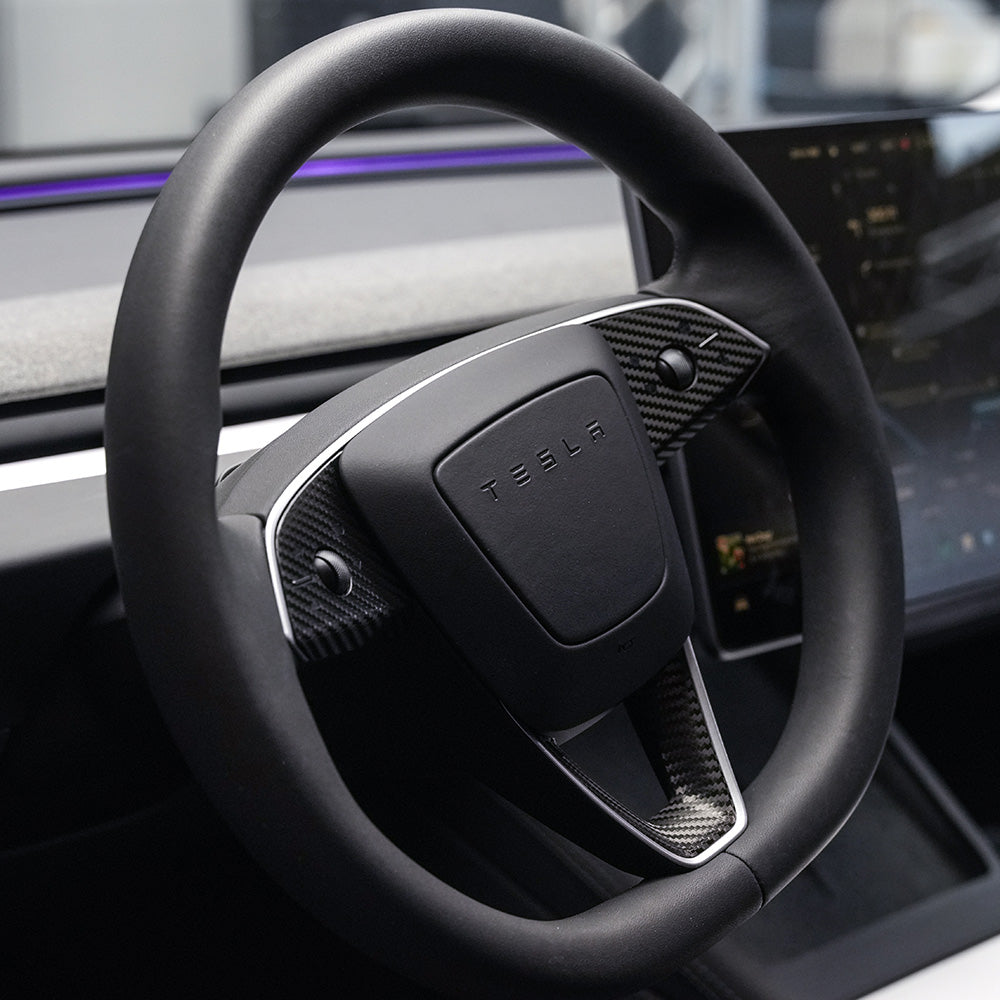 Steering Wheel Wrap for Model 3 Highland Refresh | Black Carbon Fiber