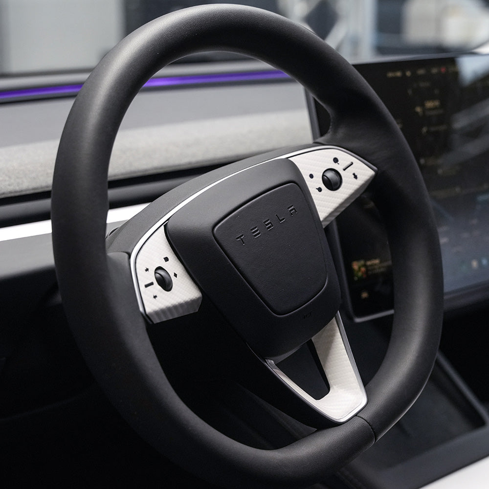 Steering Wheel Wrap for Model 3 Highland Refresh | White Carbon Fiber