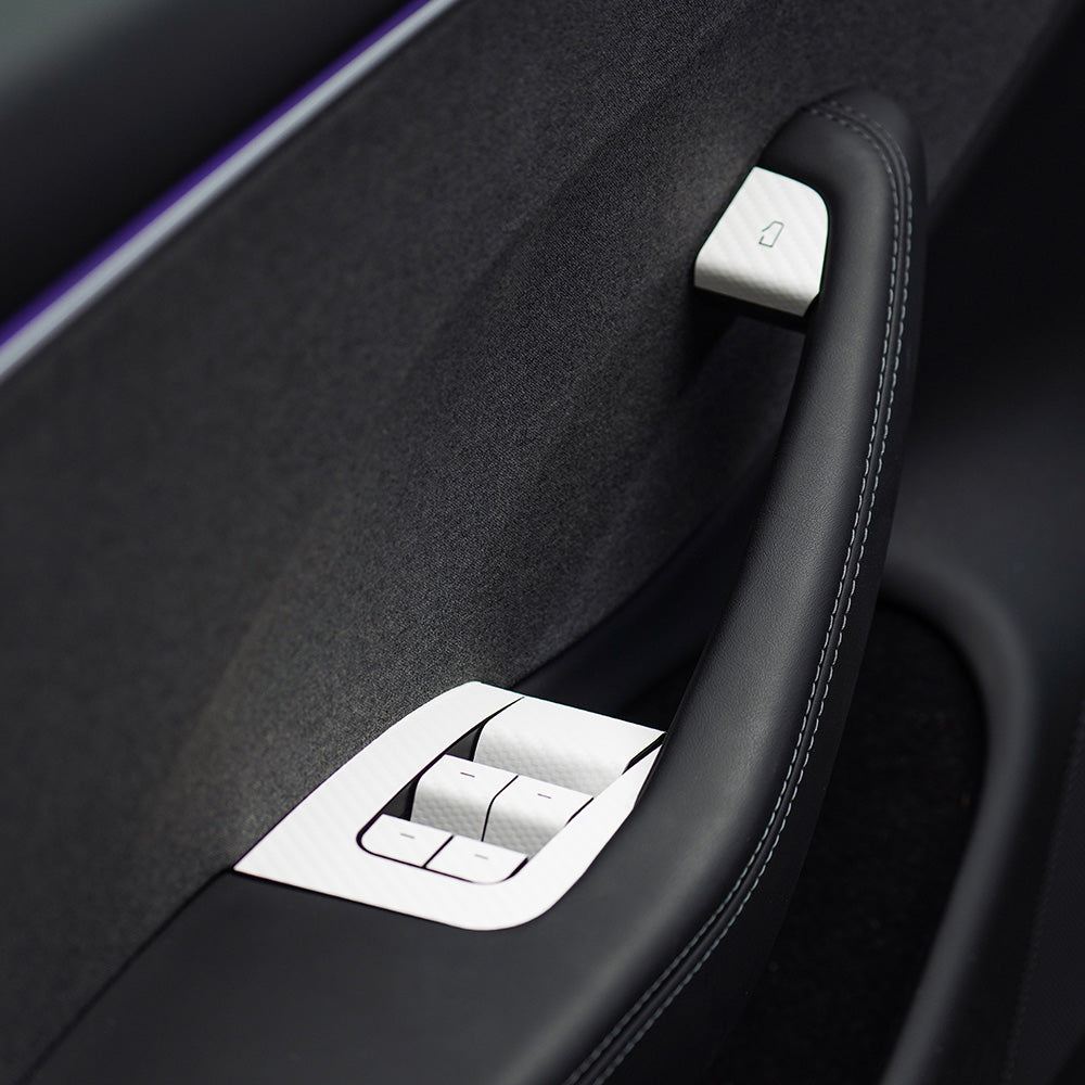 Door Switch Wrap for Model 3 Highland Refresh | White Carbon Fiber