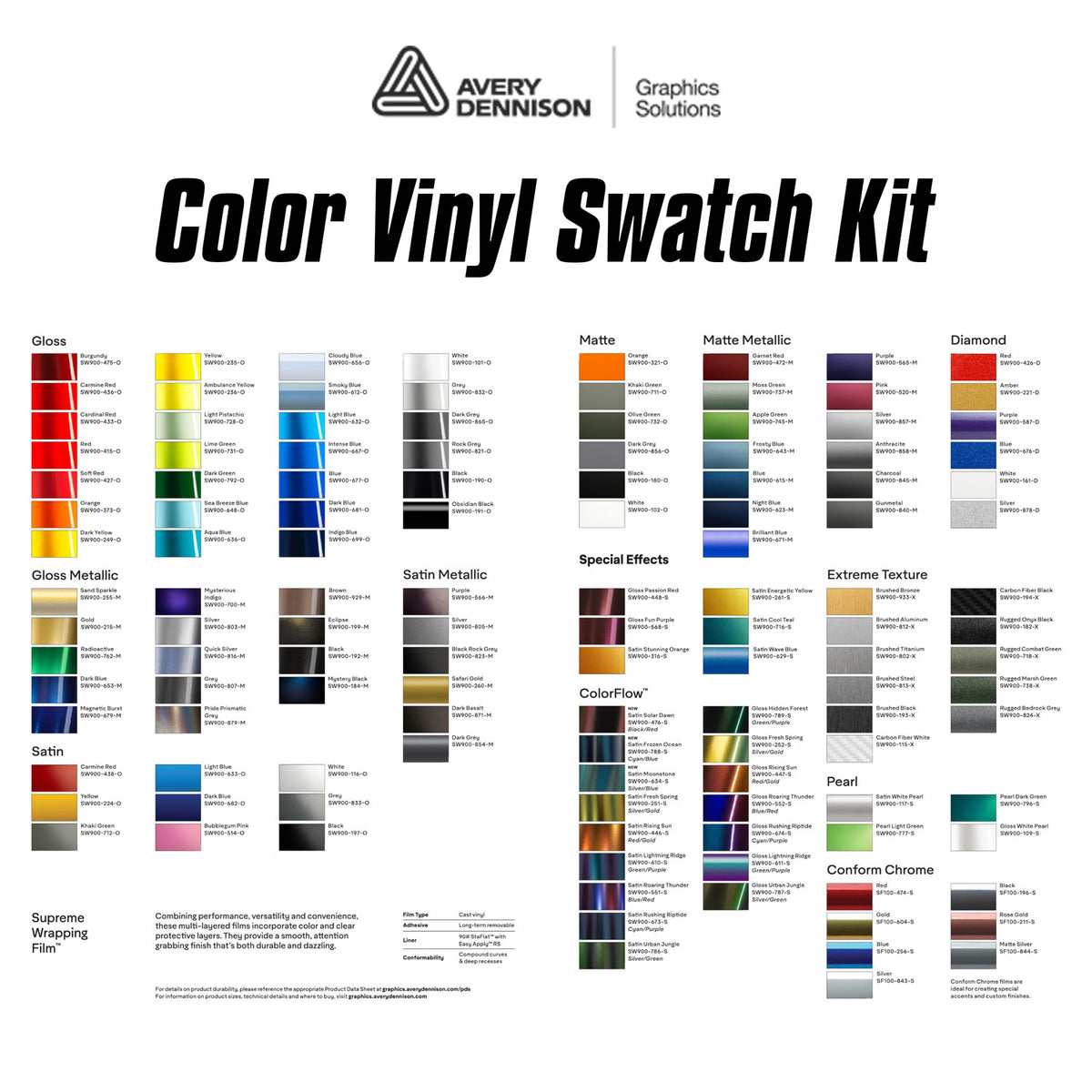 Avery Color Vinyl Swatch Sample Kit