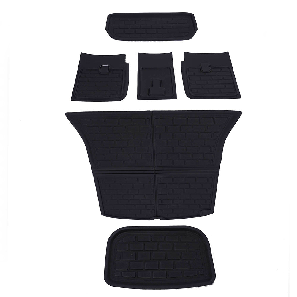 Trunk and Frunk Mats for Model Y 5-Seater - Top to Bottom: Frunk, 2nd Row, Trunk, Trunk Bed