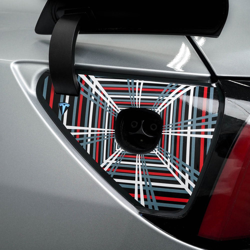 Interior Strips for Tesla for Model Y 2020+ for Model 3 2017-2022 Carbon  Fiber Charging Port Panel Trim Cover Car Retrofitting Accessories Sticker  Decorative Trim Cover (Color : Black) : : Automotive