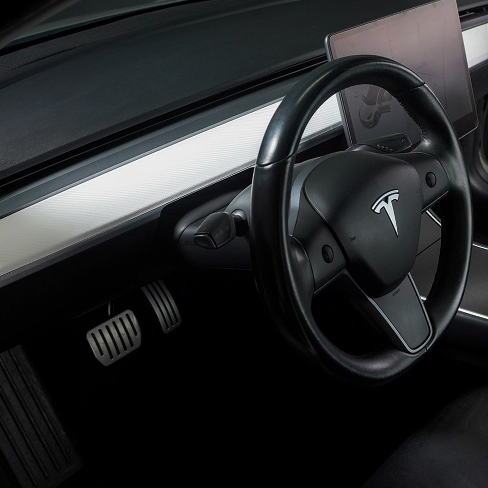 Dashboard Wrap for Model 3 / Y, White Carbon Fiber