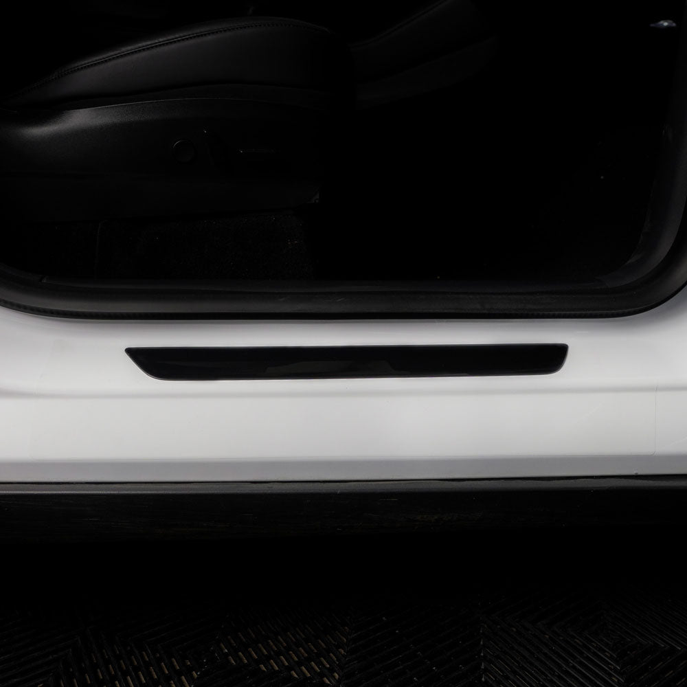 Carbon Fiber Style Door Trim Sill Protectors For Tesla Model Y 2020-2023