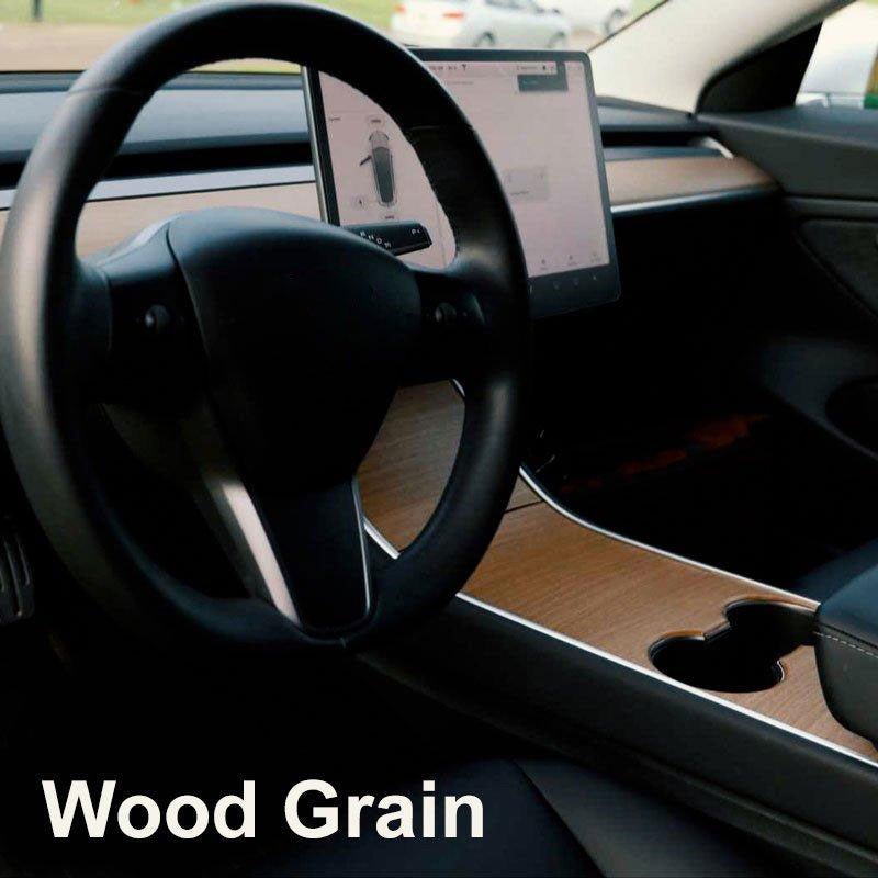 Wood Grain Center Console Wrap for Model 3 / Y -TB-3Y-CC1.0-WOOD- TESBROS